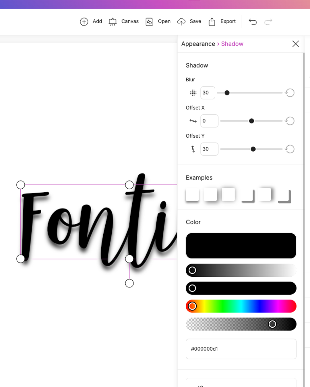 Schatten hinzufügen